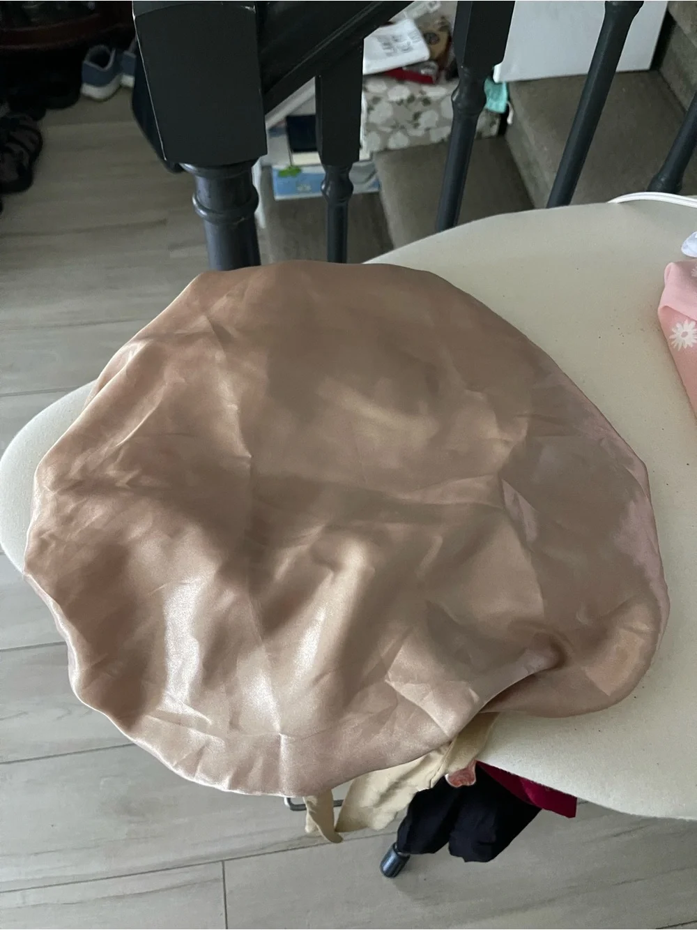 Satin Sleep Cap in Blush Pink and Nude